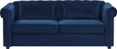Bol.com Slaapbank CHESTERFIELD Fluweel Blauw 3-zitter aanbieding
