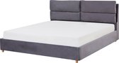 BATILLY - Bed met opbergruimte - Grijs - 180 x 200 cm - Fluweel