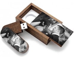 Madrid 128GB 3.0 usb stick en hout doos met naam / foto / tekst bedrukken