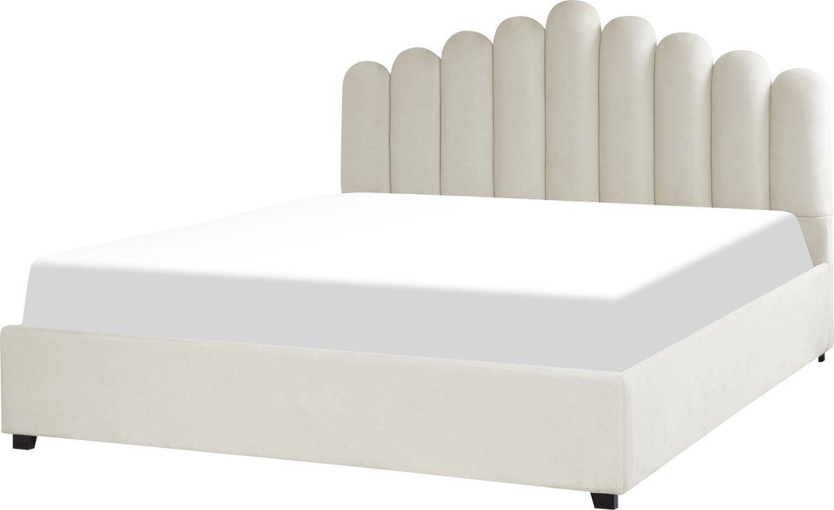 BELIANI VINCENNES - Bed met opbergruimte - Wit - 180 x 200 cm - Fluweel