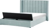 NOYERS - Bed met opbergruimte - Mintgroen - 180 x 200 cm - Fluweel