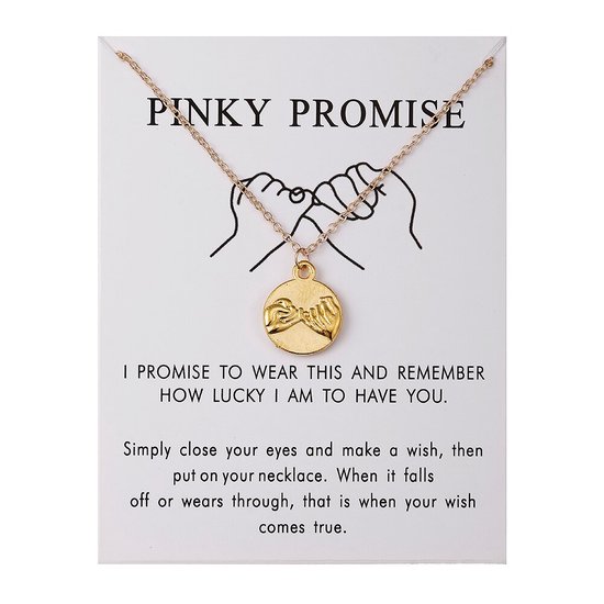 Bixorp Luck Gouden Dames Ketting met Rondje - "Pinky Promise" - 45/50cm - Cadeau voor Vrouw - Goudkleurig