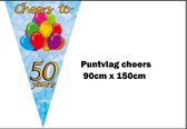 Puntvlag cheers to 50 years 90cm x 150cm - Abraham Sarah thema feest festival verjaardag fun