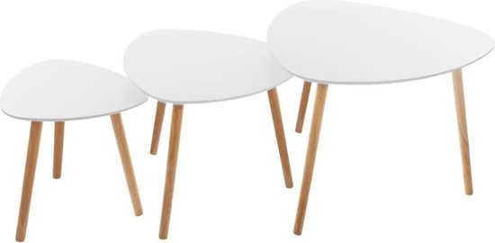 Table basse Atmosphera Créateur d'intérieur® en lot de 3 - table basse - blanc - bois - chêne - salon salon