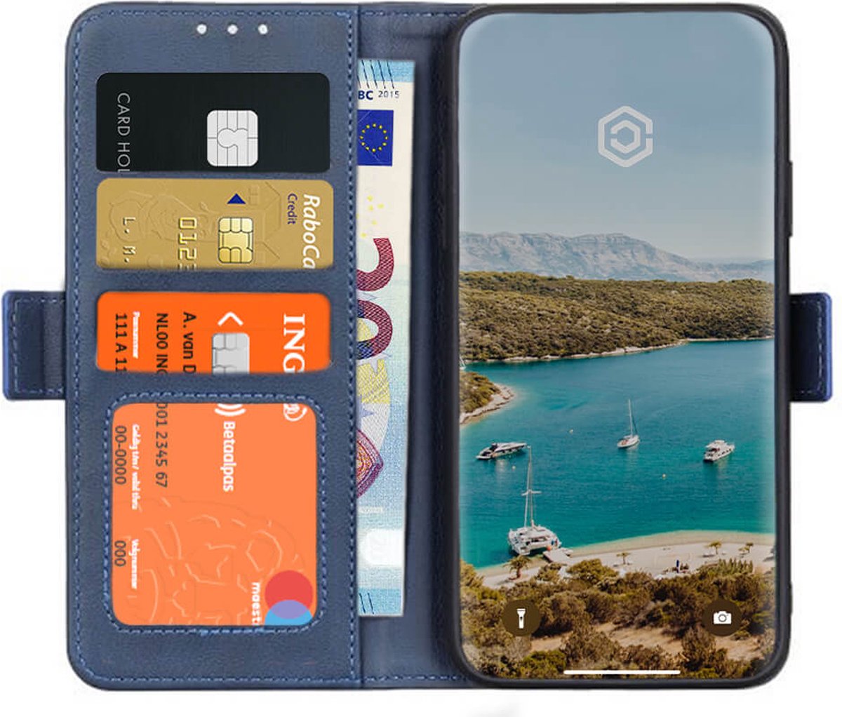 Casecentive Magnetische Leren Wallet case - Portemonnee hoesje - iPhone 12 Mini blauw