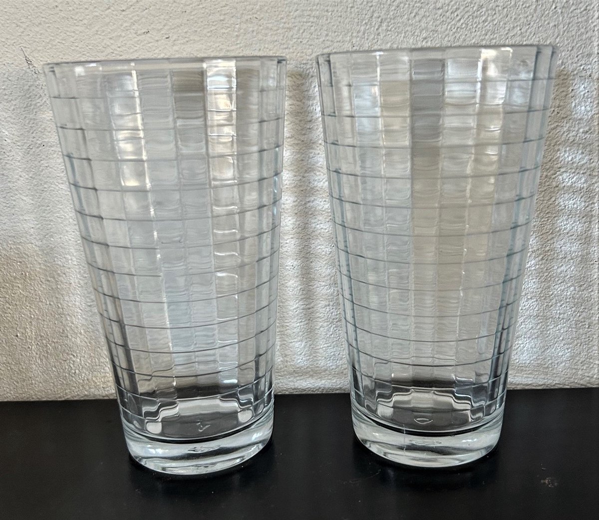 6 x Longdrink glazen met ruitje, zware kwaliteit.