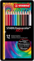 STABILO Aquacolor - Premium Aquarel Kleurpotlood - Metalen Etui Met 12 Kleuren