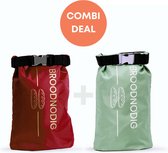 BREADNODIG® - Lot de 2 sacs à sandwich réutilisables - Fabriqués à partir de bouteilles en PET 100 % recyclées - Sac à lunch - Emballage alimentaire - Boîte à lunch - Convient également comme sac de congélation - 30 x 20 cm - Vert pastel et rouge