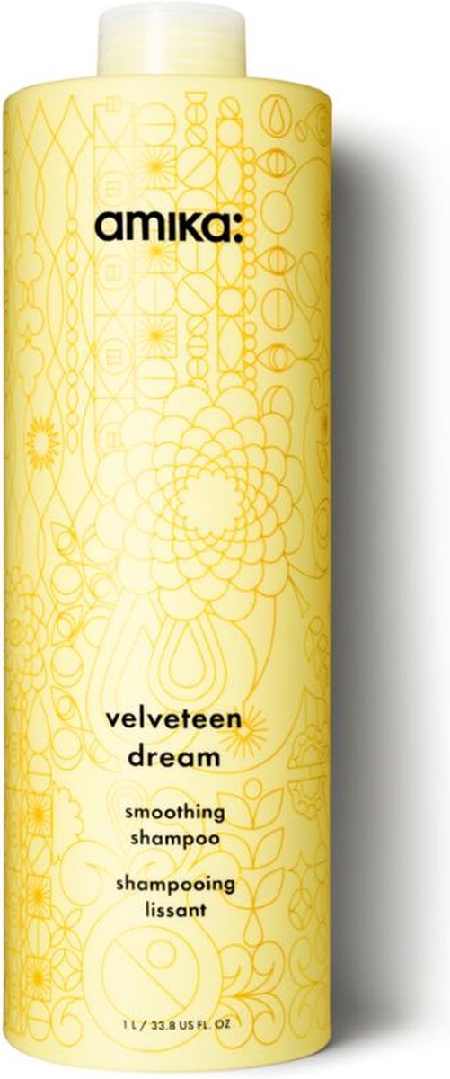 Amika VELVETEEN DREAM Smoothing Shampoo 1000ml - Normale shampoo vrouwen - Voor Alle haartypes