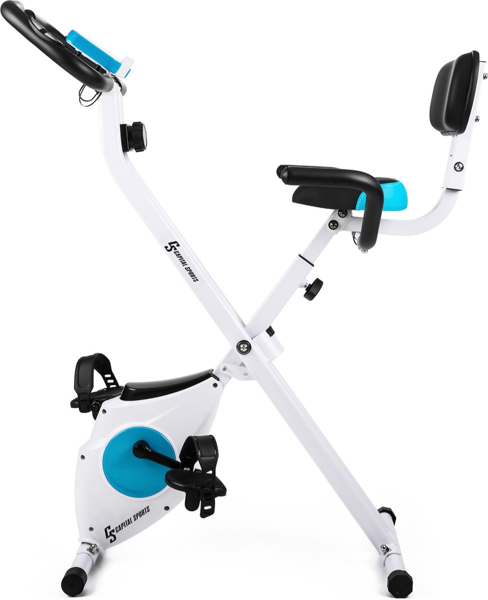 CAPITAL SPORTS Azura - Hometrainer - Fietstrainer - Fitness bike - Weerstand op 8 niveaus - Hartslagmeter - Opvouwbaar - 100 kg max.