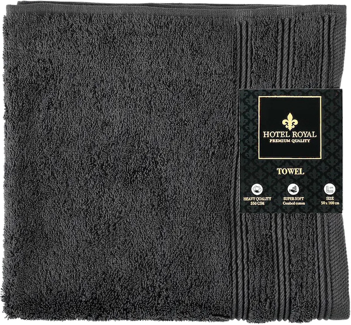 Hotel Royal handdoek 50X100 antraciet- set van 5 - gratis verzending - goed kwaliteit - zacht gekamd - badhanddoek - hotelhanddoek