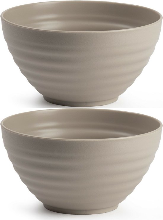 Plasticforte - Bols/Plats - 4x - plastique - D15 x 8 cm - taupe