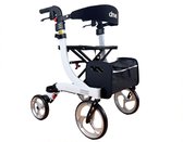 Rollator Nitro Large - Wit - 1.80m tot 1.95m - Opvouwbaar - Lichtgewicht - Weggewerkte remkabels - Grote voorwielen - Eenvoudig in hoogte verstelbaar - Inclusief rugsteun en stokhouder