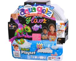 foto van Simba - Aqua Gelz - Deluxe Set Glowz - 6 flesjes kleurgel, met Glow in the Dark effect, met zaklamp, 6 mallen, 5 wateradditief, kom - Hobbypakket