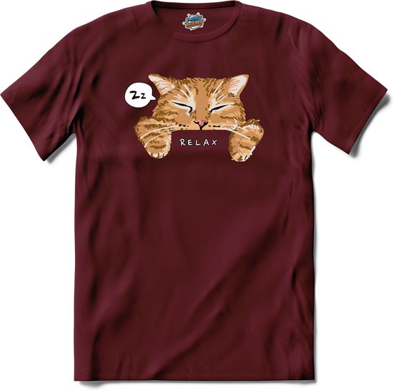 Relax Cat | Katten - Kat - Cats - T-Shirt - Unisex - Burgundy - Maat S