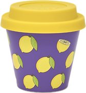 Quy Cup - 90ml Ecologische Reis Beker - Espressobeker “Limoni” met Gele Siliconen deksel