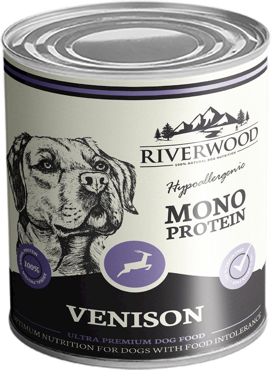 Riverwood 6-pack (5% Korting) - Ultra Premium Natvoer voor Honden - 2.4Kg - Hert Hypoallergeen - Graan- en Glutenvrij
