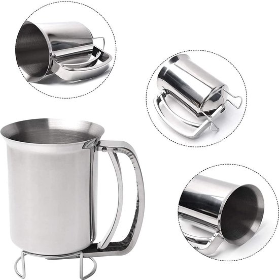 HAOYULUO Deegdispenser van roestvrij staal, keukentrechter, 1200 ml, levering met deksel, reinigingsborstel en 4 reservesproeiers, geschikt voor pannenkoeken en desserts