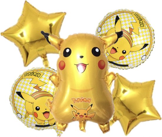 Pikachu Ballon - Folieballon / Heliumballon - 5 Stuks - Kinderfeest - Pokemon Ballon - Kinderfeestje / Verjaardag Versiering - Themafeest Pokémon - Birthday Decoration - Pikachu Ballonnen - Pokémon Verjaardagsfeest - Feestversiering / Verjaardag