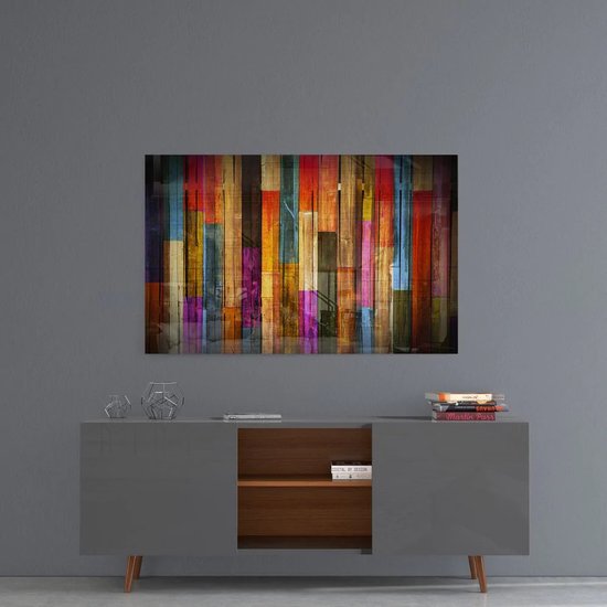 Insigne Glazen Schilderijen - Gekleurde hout - Abstract Glasschilderij