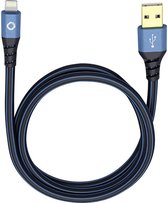 Oehlbach Apple iPad/iPhone/iPod Aansluitkabel [1x USB-A 2.0 stekker - 1x Apple dock-stekker Lightning] 3.00 m Blauw, Zw
