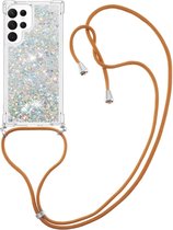 Lunso - Samsung Galaxy S23 Ultra - Coque pour téléphone avec cordon - Argent Glitter