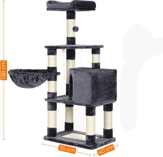 Globlazer Kattenboom met 2 Kattenhuis, Grote Platform Gevoerde Globlazer Kattenboom met 2 Kattenhuis, Grote Platform Gevoerde