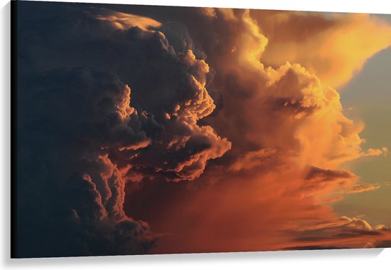 Canvas - Naderende Donkere Wolken tijdens Zonsondergang - 120x80 cm Foto op Canvas Schilderij (Wanddecoratie op Canvas)