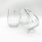 Bohem's - Verre à boire transparent taillé à la main ' Sena' - Glas trempé - Design minimaliste