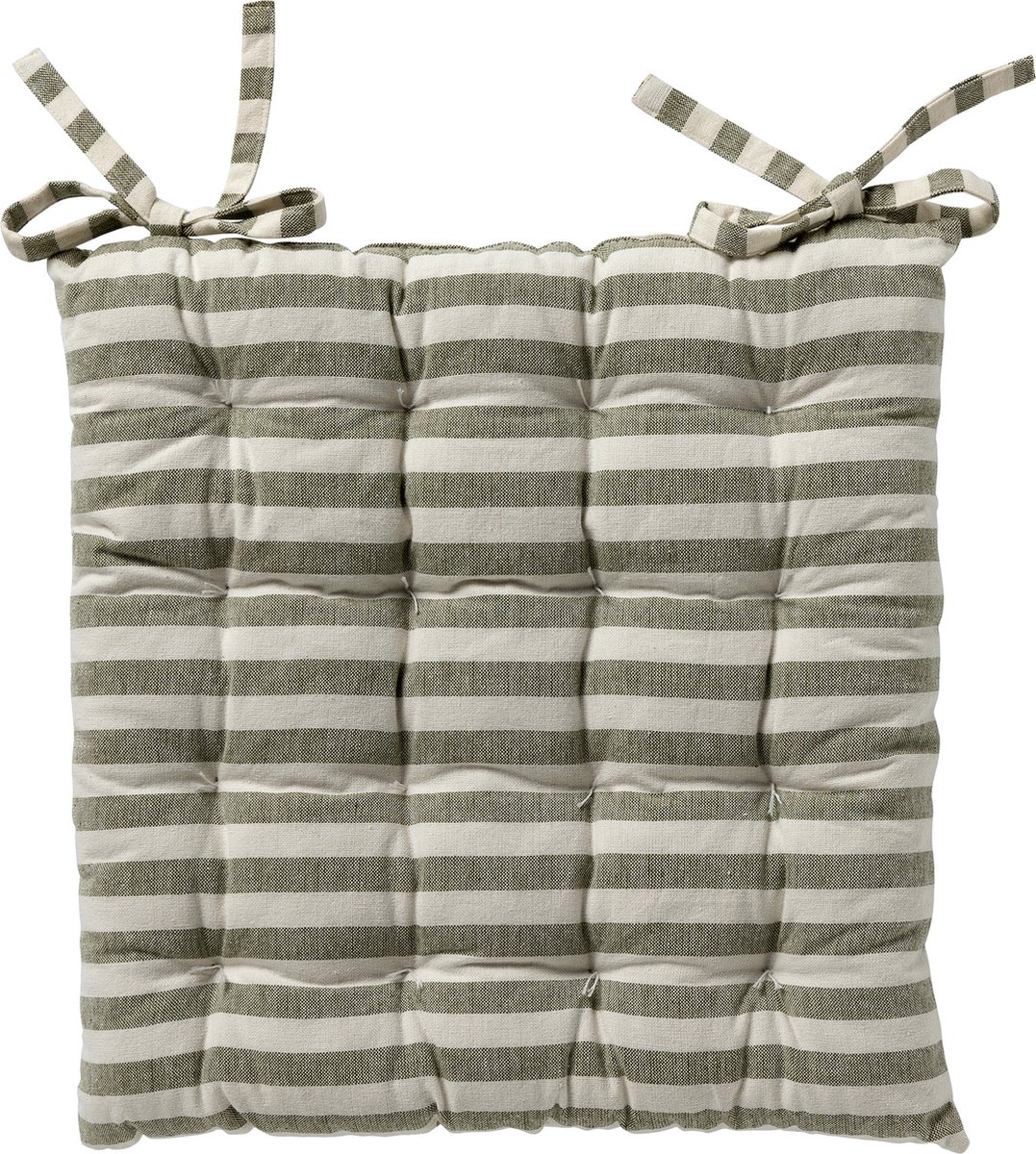Dutch Decor COOPER- Matraskussen met gestreept motief- Olive Branch - vierkant - 40x40 cm - Zitkussen groen
