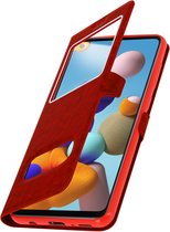 Geschikt voor Samsung Galaxy A21s Vensterhoes met Video Support rood