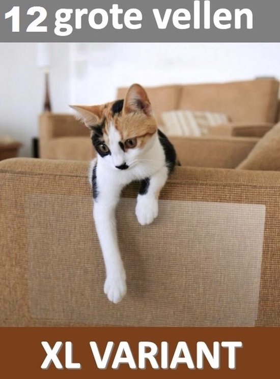 Foto: Huisdieren meubelbescherming 12 stuks xl krabtape teststrip extra groot 45 x 30cm krab beschermer katten anti krab katten krabpaal bescherming tegen krabschade antikrabben bankbeschermer bankbescherming