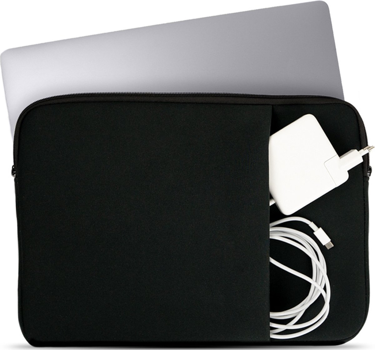 Coverzs Laptophoes 13 inch & 14 inch (zwart) - Laptoptas dames / heren geschikt voor o.a. 13 inch laptop en 14 Inch laptop - Macbook hoes met ritssluiting - waterafstotende hoes - Coverzs