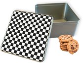 Boîte à biscuits Motif Damier Carré - Boîte de conservation 20x20x10 cm