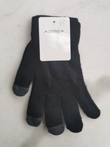 Zwarte dameshandschoenen met zwarte strass steentjes met touchscreen functie one size
