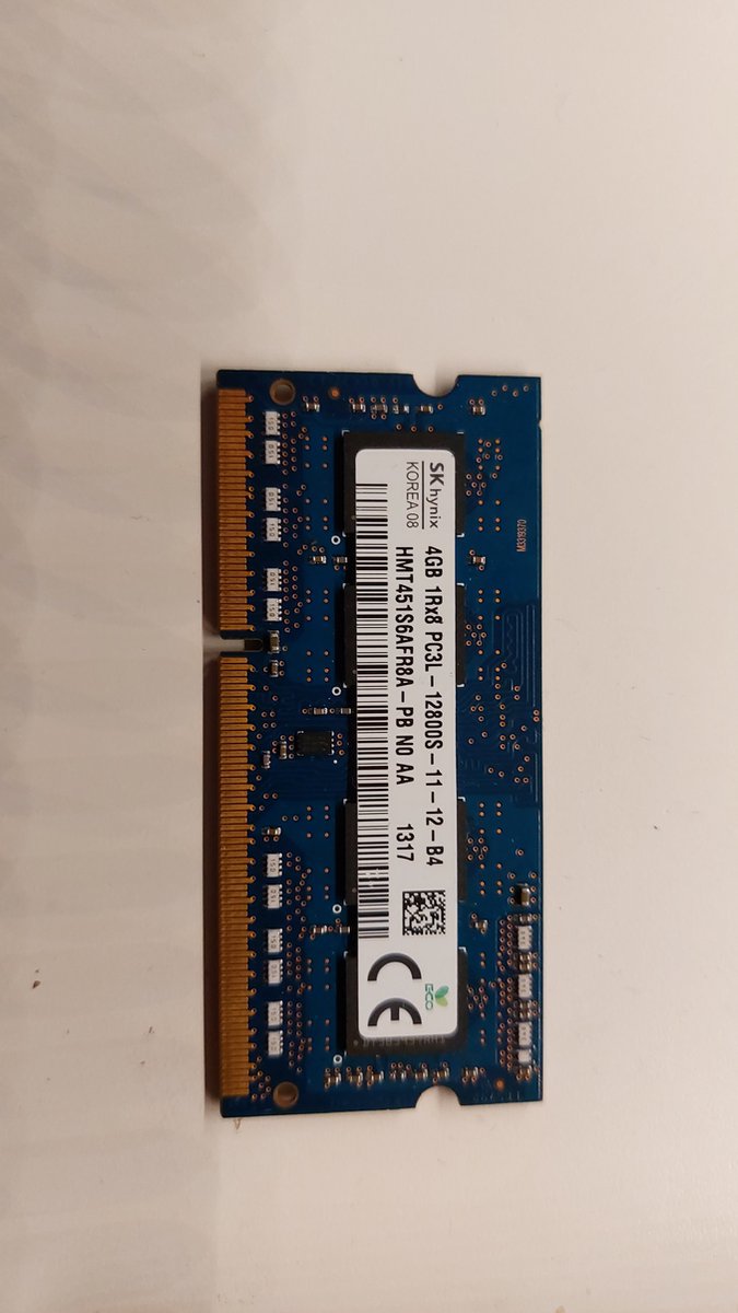 SKhynix 4 GB PC3L 1Rx8 PCL3-12800S-11-12-B4 HMT451S6AFR8A-PB s0dimm laptop geheugen