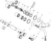 HANSGROHE UNO² AFWERKSET VOOR EENGREEPS WASTELMENGKRAAN WANDMODEL MET UITLOOP 221 MM GEBORSTELD BRONS 38116140