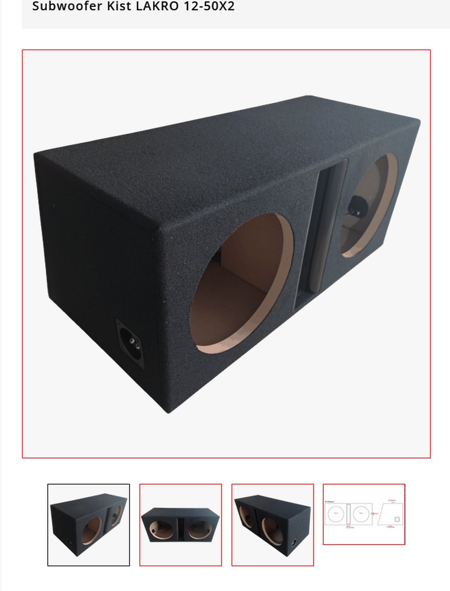 subwooferkist LAKRO 12-50X2 25mm mdf