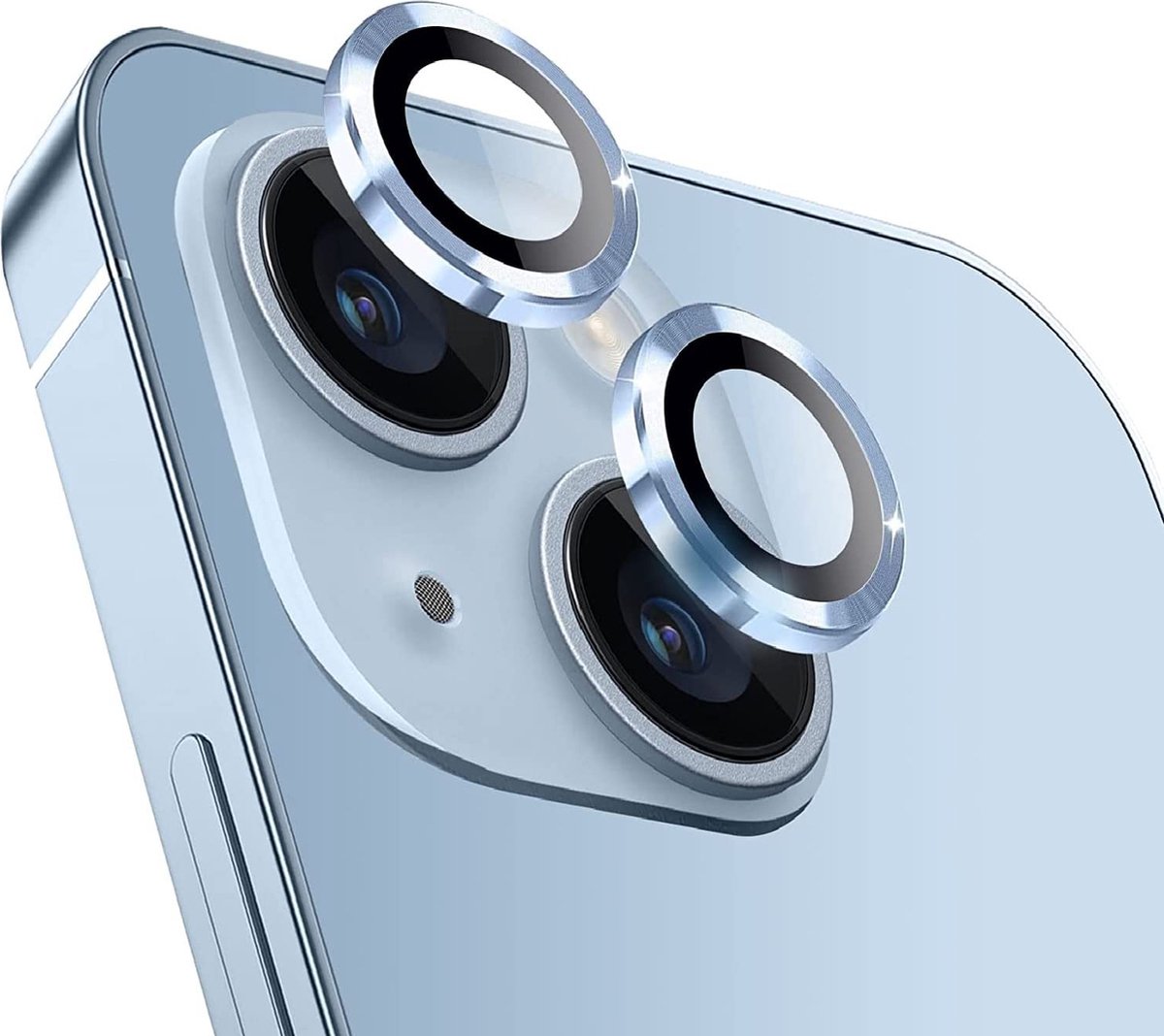 iPhone 14 / 14 Plus Camera Lens Protector - Blauw - Eenvoudige Installatie - Camera Protector iPhone 14 - Aluminium - Gehard Glas - Screenprotector
