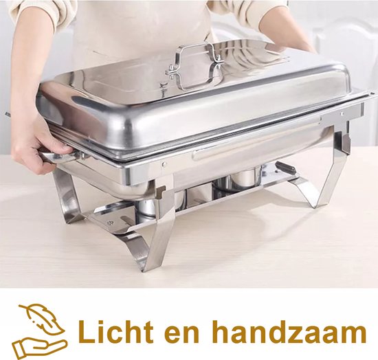 Alora Chafing Dish chrome 3 bakken per 2 - voedsel verwamer - voedsel warmhouden - met deksel - buffetwarmer - roestvrij staal - chrome - warmhoudplaat - bain maria - warmhoudbakken - Warmhoudschalen — afbeelding 3
