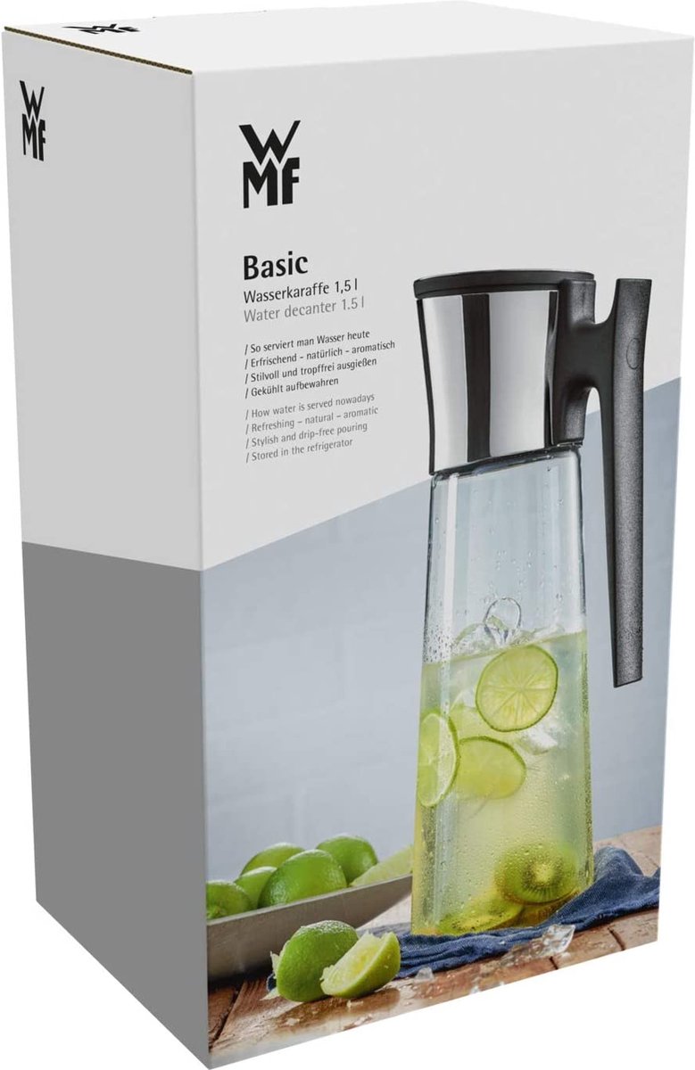 Carafe en verre bremermann MAJA, carafe à eau avec couvercle en acier