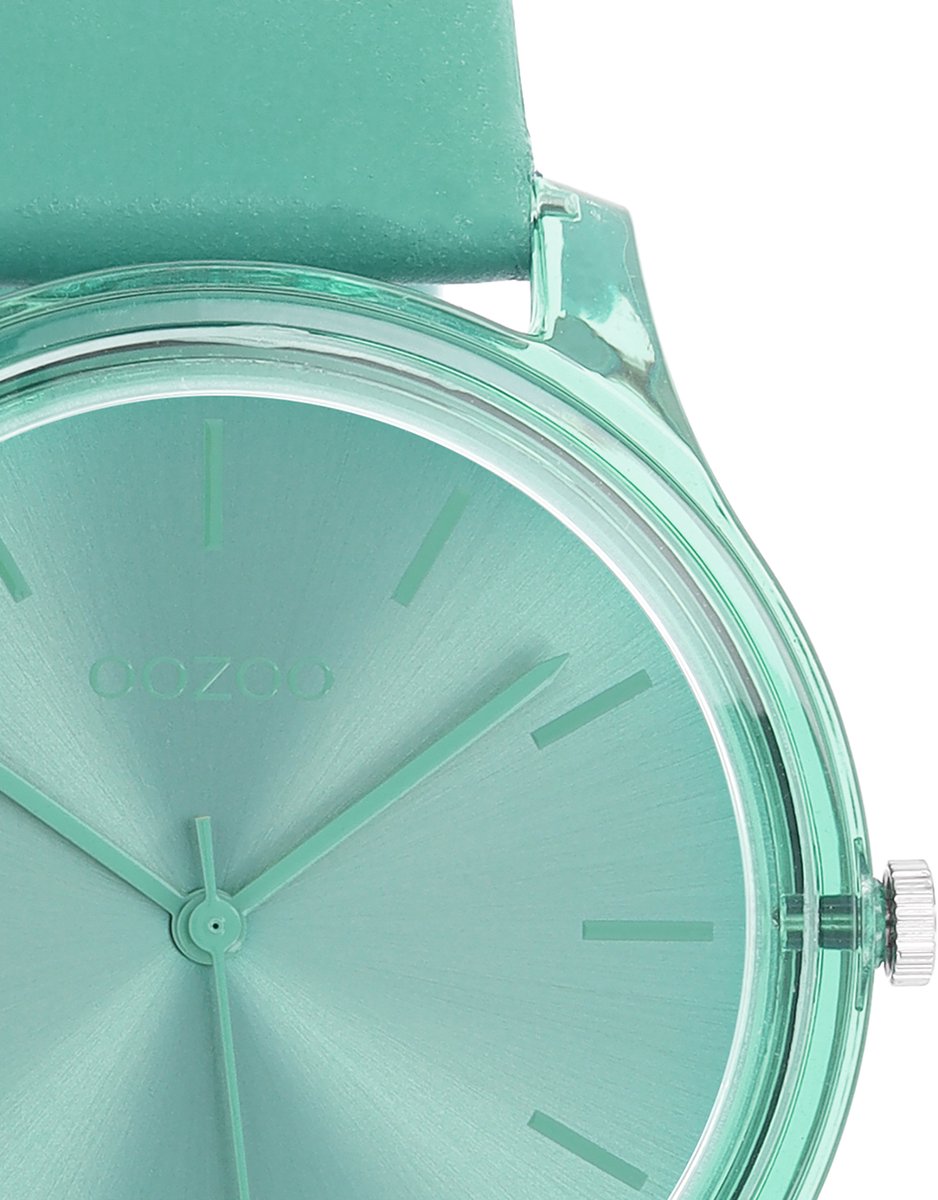 Neon green OOZOO watch with neon green leather strap - C11183