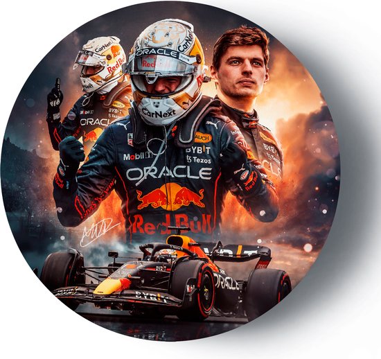 Max Verstappen Formule 1 Red Bull Racing Muurcirkel | Met handtekening Max  | 80 x 80... | bol.com
