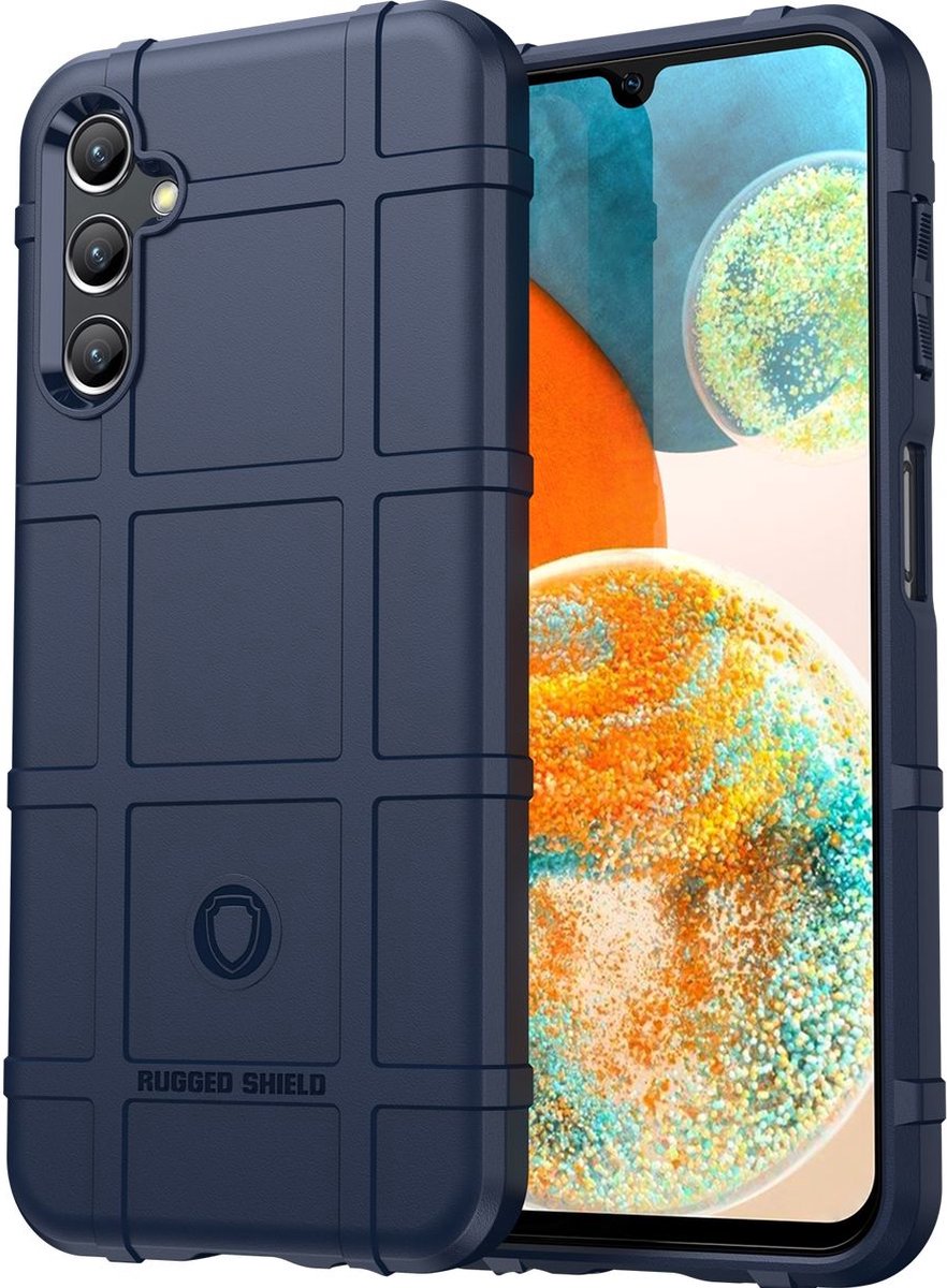 Mobigear Hoesje geschikt voor Samsung Galaxy A14 Telefoonhoesje Flexibel TPU | Mobigear Rugged Shield Backcover Shockproof | Schokbestendig Galaxy A14 Telefoonhoesje | Anti Shock Proof - Blauw