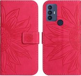 Mobigear Telefoonhoesje geschikt voor TCL 305 Hoesje | Mobigear Sunflower Bookcase Portemonnee | Pasjeshouder voor 3 Pasjes | Telefoonhoesje voor Pinpas / OV Kaart / Rijbewijs - Magenta