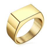 Zegelring Goud RVS Staal - (Maat 68 - 21 mm - 21.4 mm) - Ring Heren / Dames - Zegelring Mannen / Vrouwen - Viking Ring - Biker Ring - Ring Heren Staal Roestvrij Staal RVS Goudkleurig