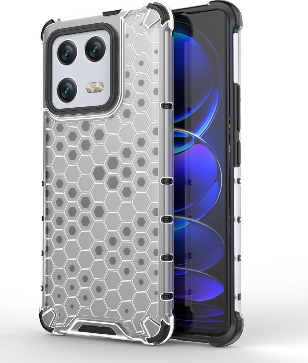 Mobigear Hoesje geschikt voor Xiaomi 13 Pro Telefoonhoesje Hardcase | Mobigear Honeycomb Backcover Shockproof | Schokbestendig 13 Pro Telefoonhoesje | Anti Shock Proof - Wit