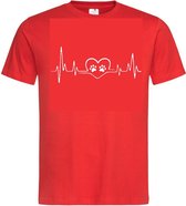 Grappig T-shirt - hartslag - heartbeat - dierenpootjes - pootjes - dierenliefde - dierenliefhebber - dieren - maat S