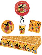 Bing het konijn - Bing Bunny - Feestpakket - Feestartikelen - Kinderfeest - 8 Kinderen - Tafelkleed - Bekers - Servetten - Bordjes - Folie ballon.