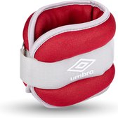 Umbro Pols- en Enkelgewichten - 2 Stuks van 1000Gr - Verstelbaar met Klittenband - Comfortabele Pasvorm - Grijs/Rood